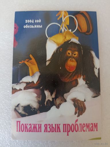 Животные, Обезьяны, 2004 год. Карманные календарики, Календарик, Календарь