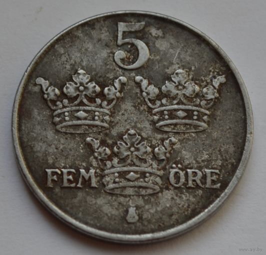 Швеция, 5 эре 1947 г. Железо.