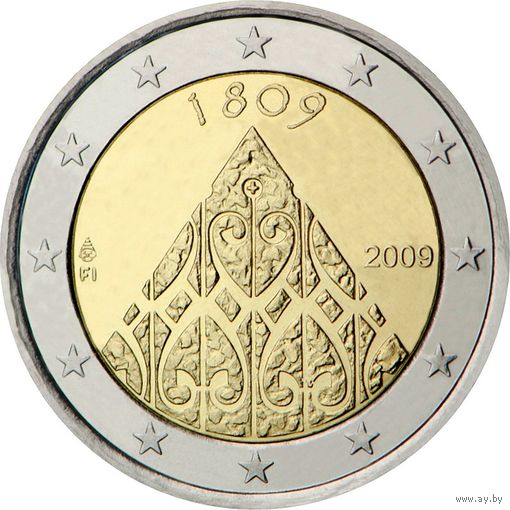 2 Евро 2009 Финляндия 200 лет финской автономии и сейма в Порвоо