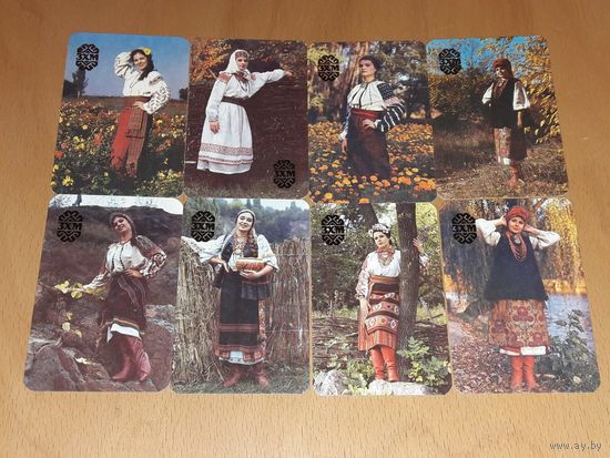 Календарики 1990 Запорожский художественный музей. Женский костюм. Одежда. Люкс. Полная серия 8 шт. одним лотом