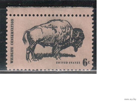 США-1970, (Мих.1004) , * (без клея) , Фауна, Бизон(одиночка)