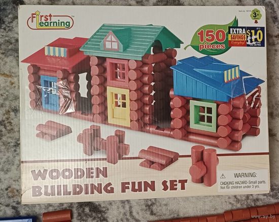 Набор для строительства First Learning Wooden Building Fun Set. Обучающий деревянный конструктор для детей.