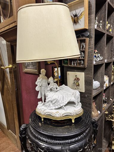 Роскошная настольная лампа, фарфор, клеймо, номерная, Европа, много лотов с рубля