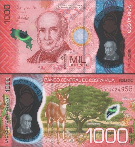 Коста-Рика 1000 колон 2019 UNC (полимер)
