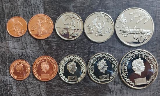 Токелау 1, 2, 5, 10, 20 центов 2012 г. (5 монет) UNC.