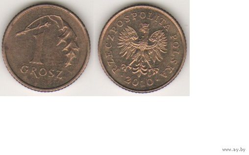 Польша y276 1 грош 2010 год (mw) VF (6873_-ang023