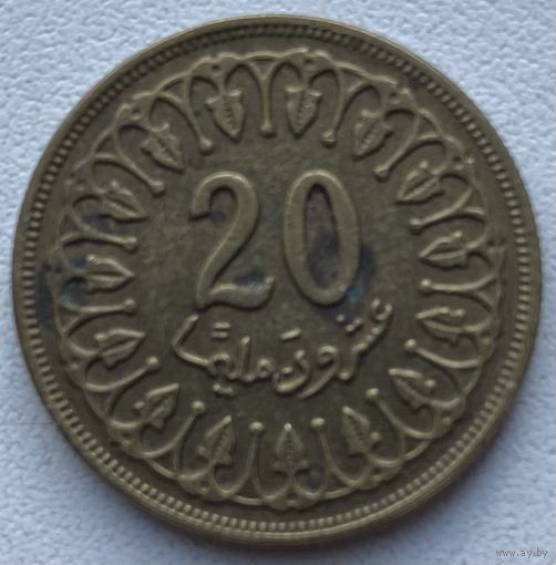 Тунис 20 миллимов 1960 г.