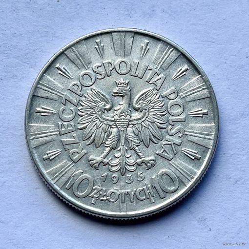 Монета СЕРЕБРО Польша 10 злотых 1935 год ПИЛСУДСКИЙ СУПЕР