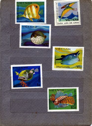 ВЬЕТНАМ, ,  Рыбы, СБОРНЫЙ ЛОТ 6м  чистая по  50коп  шт