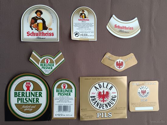 Немецкие пивные этикетки, цена за один комплект из трёх этикеток, в наличии 3 полных комплекта, возможна скидка: см. описание лота, ю-924 (3537)