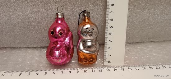 Ёлочные игрушки. Белочка и медведь. 24-12