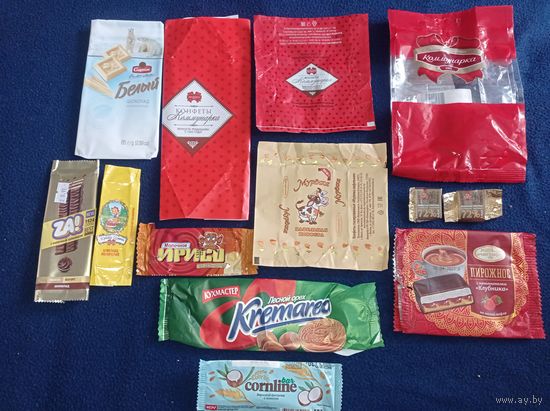 Обертка от шоколада, фантики от конфет, упаковка от вафель, вафельных конфет. Батончика. Коммунарка, Спартак. Лотом. Лот 143