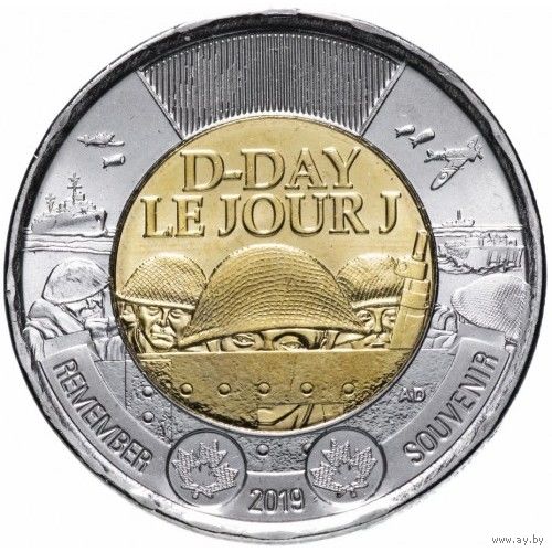 Канада 2 доллара 2019 D-Day 75 лет высадке союзников в Нормандии UNC
