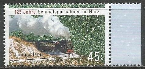 Германия. 125 лет ж/ороге в Гарце. 2012г. Mi#2910.