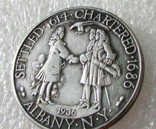 США. 1/2 (half) доллара 1936 года. Бобр Олбани. 250 лет городу Нью-Йорк