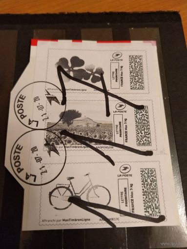 Франция вырезка 3 марки велосипед флора (5-3)