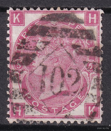 38.Br. Великобритания. Виктория. Стандарт. 3p. 1868 г. Mi.#28. Plate 5.