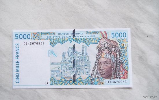 5000 франков Западная Африка литера D копия