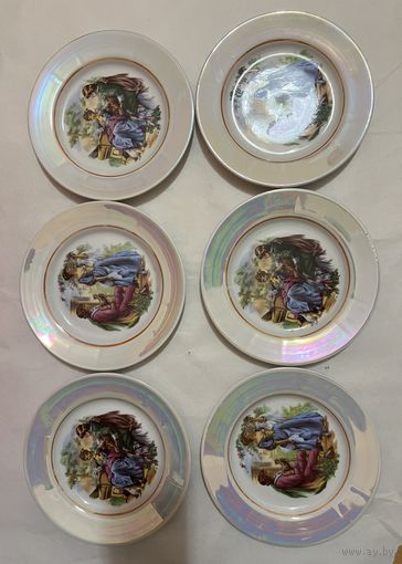 Набор фарфоровых тарелок "Мадонна" из 6 штук 175 мм. ДФЗ.  АУКЦИОН не с рубля без МПЦ.
