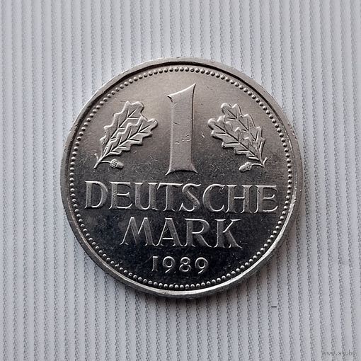 1 марка 1989 года(G) Германия. Федеративная республика. Шикарная монета! В коллекцию!