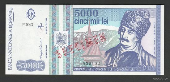 Румыния 5000 лей 1993 года. SPECIMEN. Тип Р-104. Состояние UNC