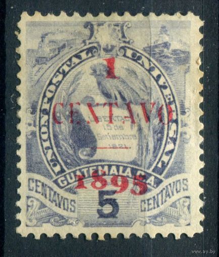 Гватемала - 1895г. - гватемалский квезал, герб, надпечатка - 1 марка - чистая, без клея [Mi 56]. #4-W1-127-A-1