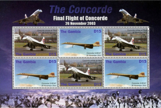 Гамбия 2003, Самолёты, КОНКОРД, Воздушный ТРАНСПОРТ, АВИАЦИЯ,   MNH