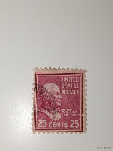 США 1938 с изображением 25-го президента США Уильяма Мак-Кинли.