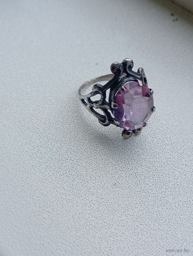 Старое "Колечко с камнем" 875 звезда,серебро 3.6гр, в патине,ретро-ссср!