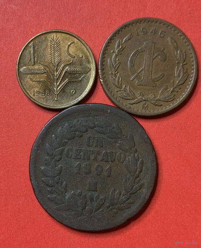 Мексика 3 разные монеты по 1 центу