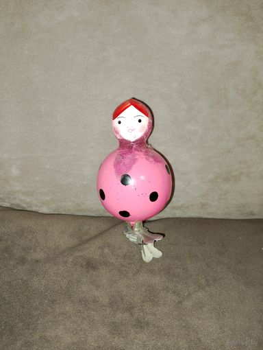 Ёлочная игрушка  СССР на прищепке, ёлочная игрушка СССР матрёшка, неваляшка, девочка в платочке, ёлочная игрушка с дефектом, в реставрацию