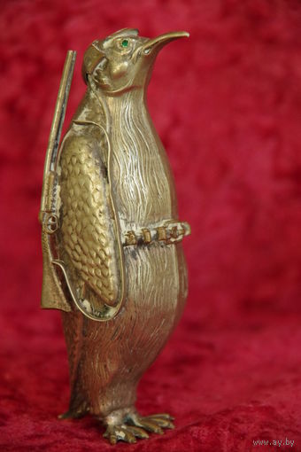 Статуэтка " Пингвин - охотник ) , латунь с серебрением  11,5 см