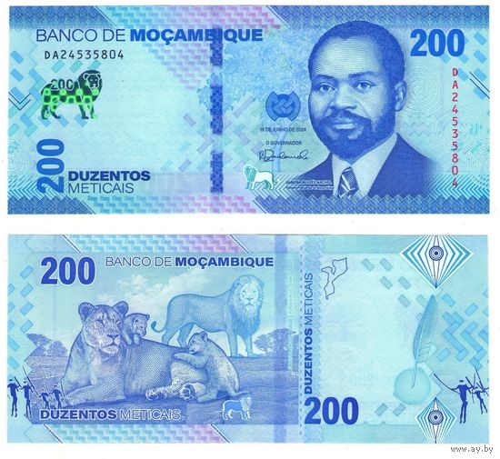 Мозамбик 200 метикал 2024 год UNC (бумага)