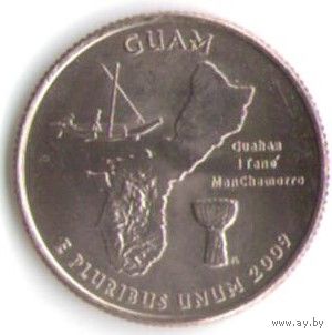 25 центов 2009 г. Гуам серия Штаты и Территории Двор Р _UNC
