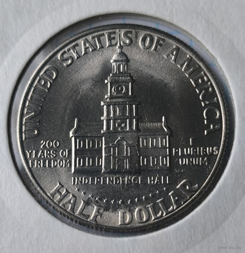 США   1/2 доллара, 1976 200 лет независимости США  UNC  в холдере