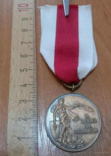 С РУБЛЯ! Медаль Республики Польша. "За заслуги для пожарника"
