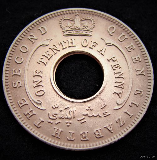 Британская западная Африка.  1/10 пенни 1954 год  KM#32  Редкая!!!   Тираж: 4.800.000
