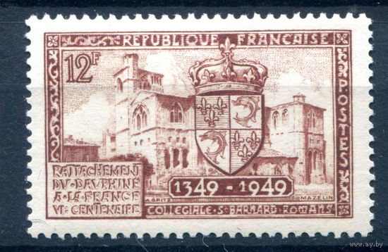 Франция - 1949г. - церковь, герб - 1 марка - полная серия, MH [Mi 844]. #2-Fr-51-A-2