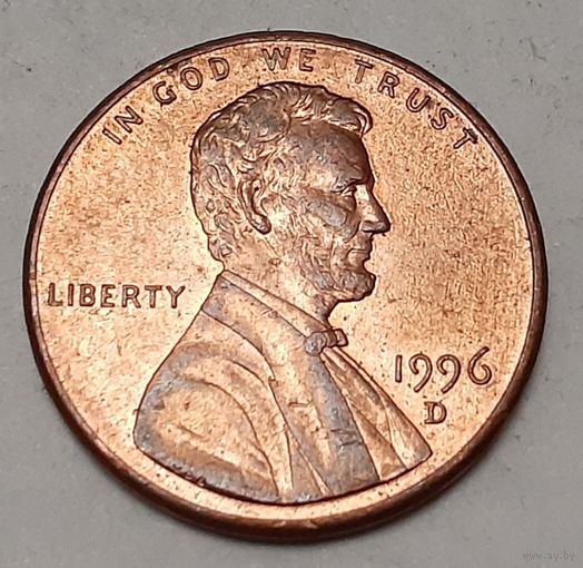 США 1 цент, 1996 Lincoln Cent Отметка монетного двора: "D" - Денвер (14-11-81)