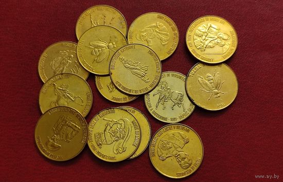 Коллекция памятных жетонов Наполеон Бонапарт 1969.Лот из 14 шт.