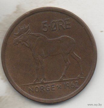 КОРОЛЕВСТВО НОРВЕГИЯ. 5 ЭРЕ 1962. ФАУНА. ЛОСЬ.