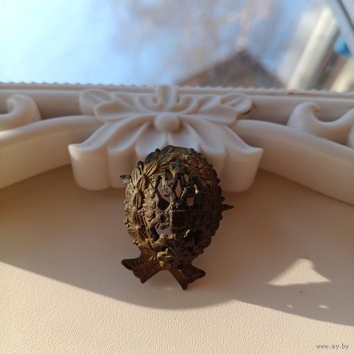 Коллекционная кокарда чиновника РИА из 2 частей венок и петлица позолота в патине