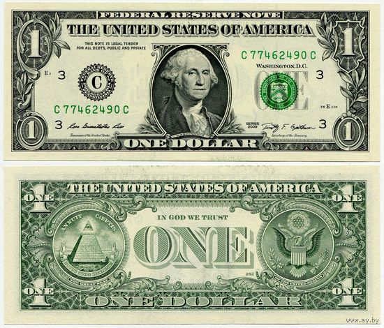США. 1 доллар (образца 2009 года, C, Пенсильвания, P530, UNC)