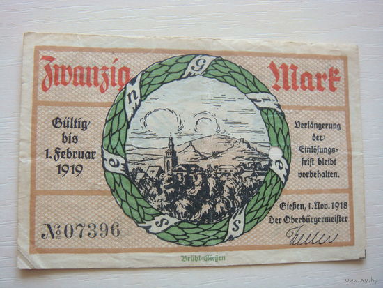 Германия 20 марок 1918 год нотгельд