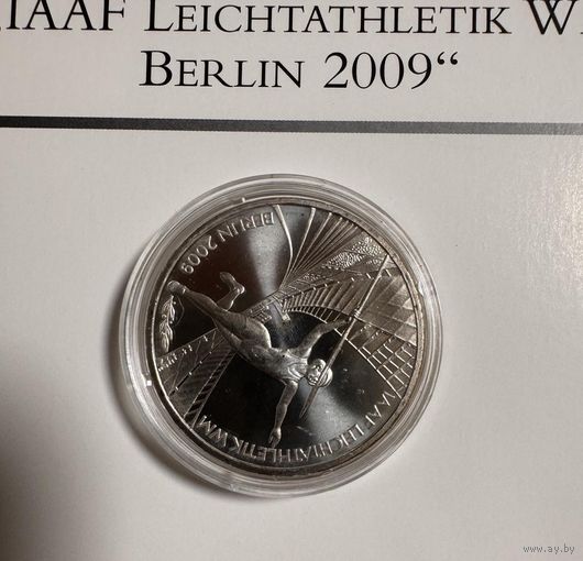 Монета 10 евро 2009 год. Чемпионат мира по легкой атлетике ИААФ Берлин 2009.