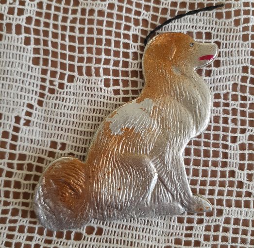 Игрушка ёлочная птица Собака, картон. СССР