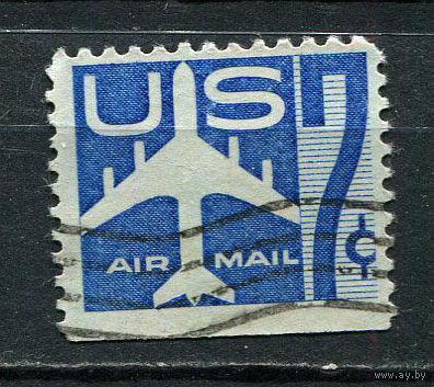 США - 1958/1960 - Авиация 7С - [Mi.732D] - 1 марка. Гашеная.  (Лот 53HD)-T4P16
