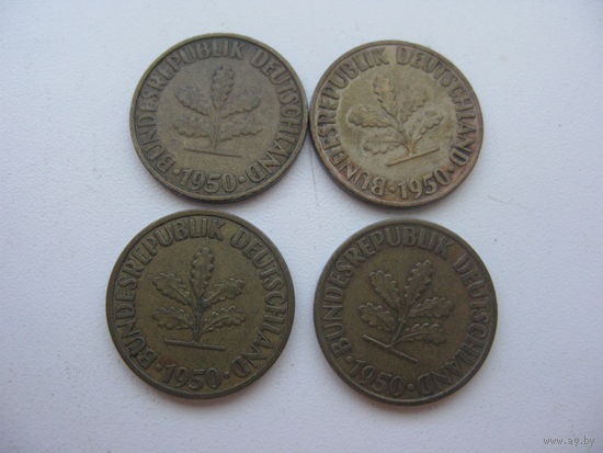 ФРГ 10 пфенниг 1950 D. F. G. J.