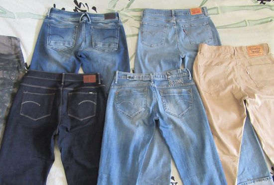 LEVIS и G-STAR RAW Джинсы Синие Голубые Серые Бежевые Размер M L 30-31-32 Цена за 1 шт.