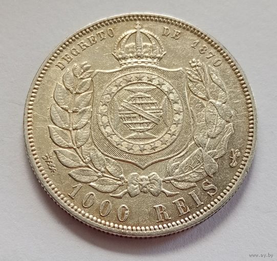 Бразилия 1000 рейс 1888 год серебро